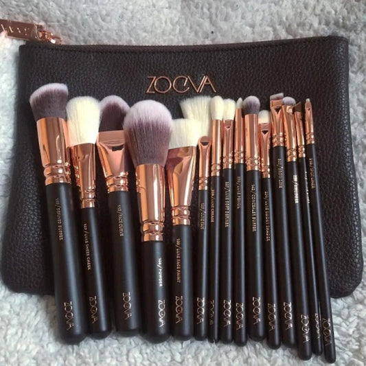 15 PCS Professional Makeup Brush Set with Travel Clutch Bag – Brown Rose Gold Makeup Brushes for Face & Eyes15 PCS Professional Makeup Brush Set with Travel Clutch Bag – Brown Rose Gold Makeup Brushes for Face & Eyes