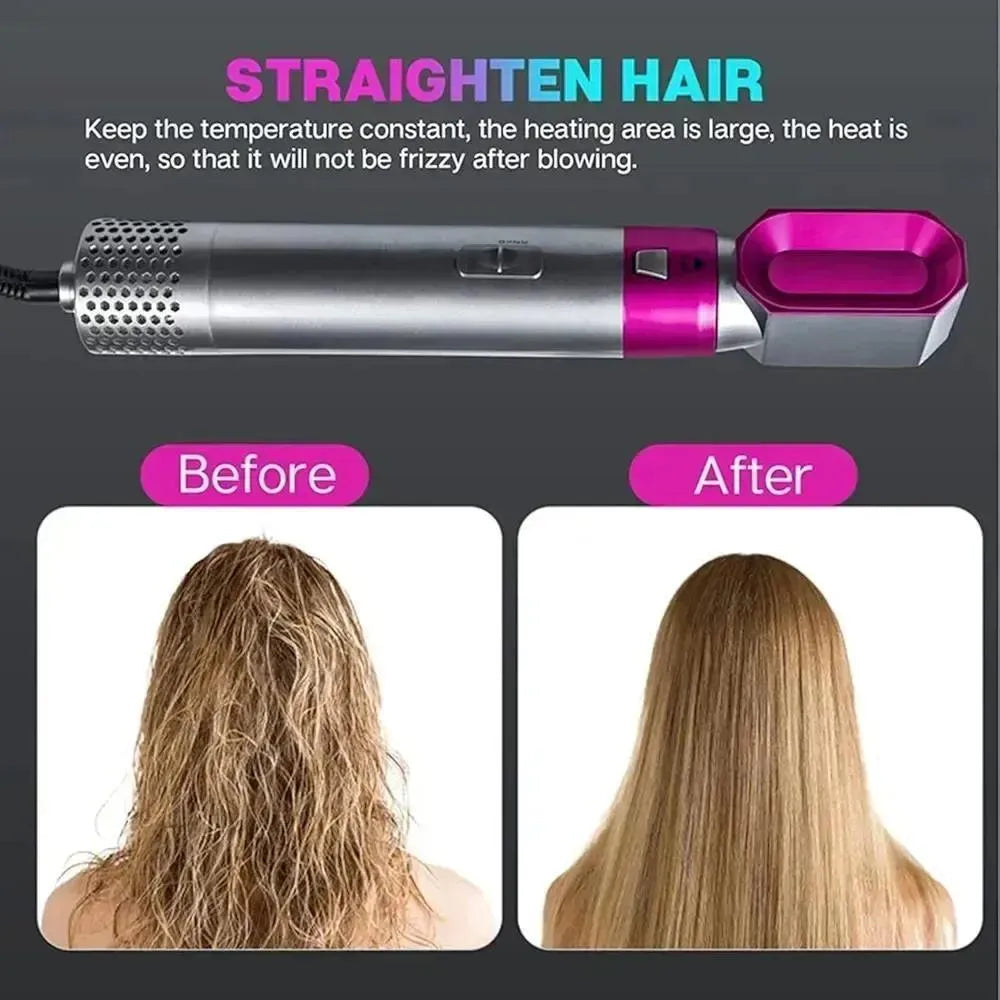 -in-1 Hair Straightener & Styler with 5 Attachments – Pink & Silver