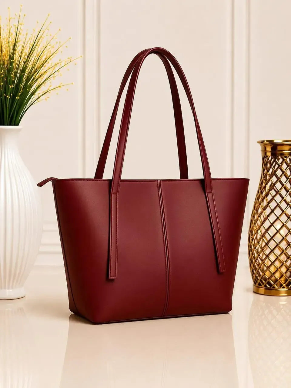 Women's Premium Leather Plain Shoulder Bag for Ladies