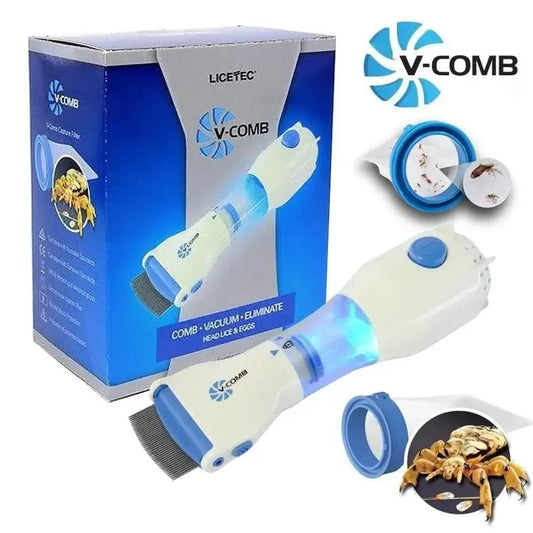 V-Comb Electronic Head Lice Removal Comb with Vacuum – Safe & Reusable Lice & Nits Remover for Kids and Adults