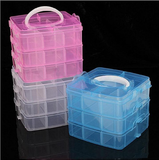 Stackable Transparent Jewellery Organizer Box with Multi-Layer Compartments – Pink & BlueStackable Transparent Jewellery Organizer Box with Multi-Layer Compartments – Pink & Blue