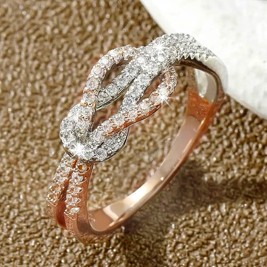 Two Color Zircon Infinity Ring for Women – Elegant Daily Wear Adjustable Fashion Jewelry  Pr