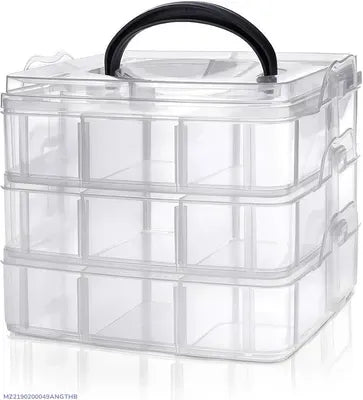 Stackable Transparent Jewellery Organizer Box with Multi-Layer Compartments – Pink & BlueStackable Transparent Jewellery Organizer Box with Multi-Layer Compartments – Pink & Blue