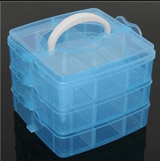 Stackable Transparent Jewellery Organizer Box with Multi-Layer Compartments – Pink & BlueStackable Transparent Jewellery Organizer Box with Multi-Layer Compartments – Pink & Blue