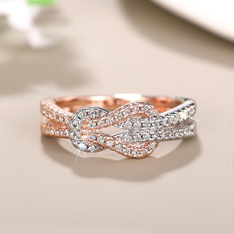 Two Color Zircon Infinity Ring for Women – Elegant Daily Wear Adjustable Fashion Jewelry  Pr